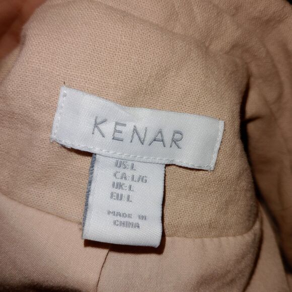 Kenar Women's open front Linen Cotton Blend Blazer Jacket size Large Pockets - Picture 3 of 4